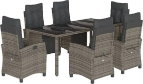vidaXL Set mobilier de grădină cu perne, 7 piese, gri, poliratan