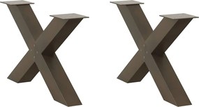 vidaXL Picioare pentru masă de cafea în formă de X, 2 buc., oțel natural, 70x(42-43) cm