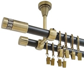 Galerie dubla xantos prindere tavan 19 mm negru aur antic (Alege marime: 180 cm)