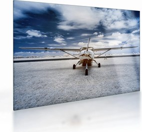 Tablou pe sticlă cu aeroplan cu motor (70x50 cm)