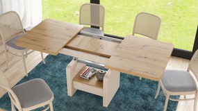 Mazzoni LEXUS Stejar Artisan/Bej (Șampanie) - MĂSUȚĂ DE CAFEA EXTENSIBILĂ MODERNĂ