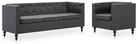 275633 vidaXL Set canapele Chesterfield 2 piese gri închis tapițerie textilă