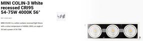 Spot LED incastrabil MINI COLIN-3 White recessed CRI95 54-75W 4000K 56°