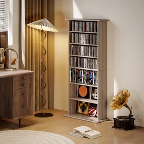 HOMCOM Raft pentru CD-uri cu 6 rafturi reglabile, capacitate 360 CD/185 DVD, 58 x 24 x 126,3 cm, culoare lemn | Aosom Romania