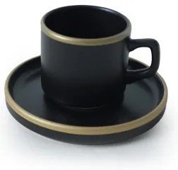 Set de veselă 20 piese — negru/auriu, din ceramică stoneware