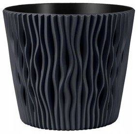 Ghiveci decorativ de flori, rotund, antracit, 15.8x13.8 cm, Sandy Round