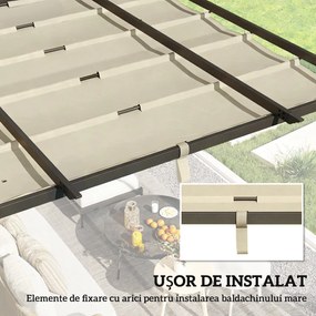 Outsunny Prelată pentru Pergolă cu 10 Orificii de Drenaj, Material Poliester UV30+, Doar Acoperire, 288x298 cm, pentru Pergolă Grădină 3x3m, Bej | Aosom Romania