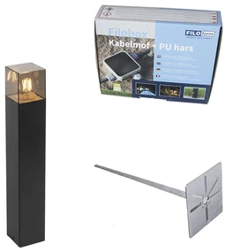 Lampa de exterior in picioare neagra 50 cm IP44 cu efect de sticla fumurie - Danemarca