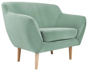 Fotoliu cu tapițerie din catifea Mazzini Sofas Sardaigne, verde mentol