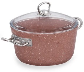 Cratiță din aluminiu cu capac Güral Porselen Classic, ø 20 cm, roz