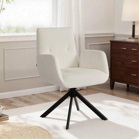 HOMCOM Fotoliu tapițat, fotoliu accent, design modern, rotativ, până la 120 kg, alb crem | Aosom Romania