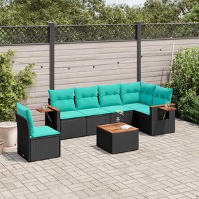 vidaXL Set canapele de grădină cu perne, 7 piese, negru, poliratan