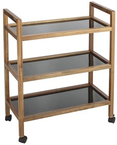 Etajeră de baie neagră/în culoare naturală din lemn de acacia 65x76,5 cm Fondi – Wenko