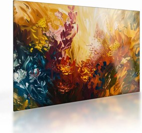 Tablou pe sticlă - pictură abstractă de flori (70x50 cm)