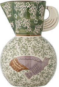 Carafă din ceramică cu pasăre și motive florale pictate manual, 14,5×21 cm, „Hezha"