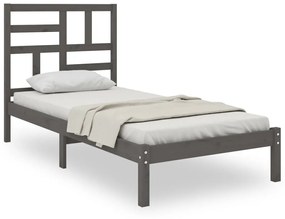 3105912 vidaXL Cadru de pat mic single, gri, 75x190 cm, lemn masiv