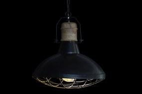Lustră suspendată din metal și lemn de mango, negru și maro, 57 x 52 cm, „Montmédy”