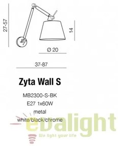 Aplica perete directionabila design modern ZYTA S gri