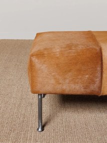Banchetă hol maro din piele naturală de vacă și metal, 43 x 104 x 46 cm, „Mosset”