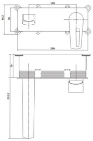 Baterie de cadă pentru instalare ascunsă Cersanit S951-357 MILLE crom lucios