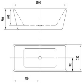 Cada freestanding, Florida, Quadro New 150, dreptunghiulara, cu instalatie completa, alb