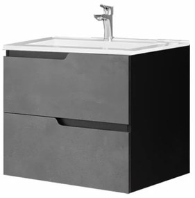 Mobilier pentru lavoar incastrat 60 cm, sertare softclose, gri urban, Fluminia Bari Gri