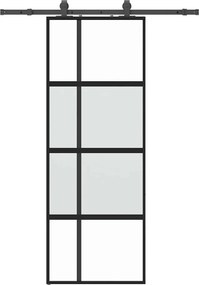 vidaXL Ușă glisantă cu set feronerie neagră 76x205cm sticlă securizată