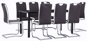 vidaXL Set mobilier de bucătărie, 9 piese, maro, piele ecologică