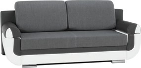 Canapea, piele ecologică alba+gri/material textil gri, KARDYN