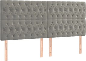 vidaXL Tăblie de pat gri deschis 200x7x118/128 cm catifea