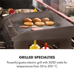 Klarstein Grillmeile 3000GR, grătarul electric, 3000 W, placă de grill, 54,5 x 35 cm, neted/striat