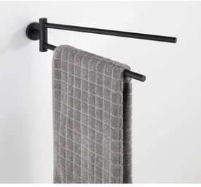 WENKO 24238100 - Suport pentru prosoape BOSIO BLACK, 5,5 x 43 cm, inox/argintiu