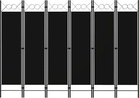 vidaXL Paravan de cameră cu 6 panouri, negru, 240 x 180 cm