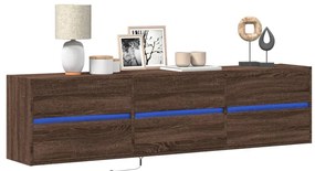 vidaXL Dulap TV de perete cu lumini LED, stejar maro, 180x31x45 cm