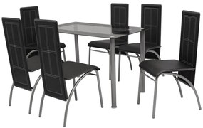 242915 vidaXL Set masă și scaune de bucătărie 7 piese, Negru