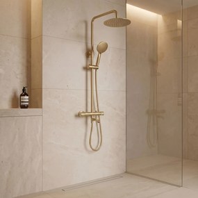 Coloana de dus cu termostat Lungo Diamond Gold Brush