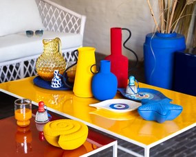 Set 2 masute de cafea, din metal, Palm Spring