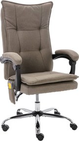 vidaXL Scaun de birou cu masaj, gri taupe, material textil