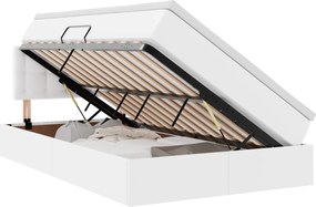 vidaXL Pat cu saltea și LED Alb pur 120 x 200 cm Piele artificială