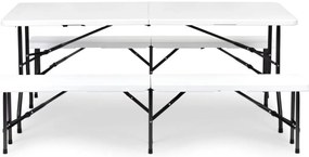 Set catering masă + 2 bănci 180cm White