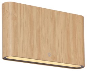 Lampă scandinavă de perete pentru exterior cu imprimeu de lemn 17,5 cm, inclusiv LED IP65 - Batt