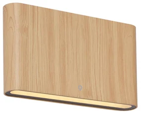 Lampă scandinavă de perete pentru exterior cu imprimeu de lemn 17,5 cm, inclusiv LED IP65 - Batt