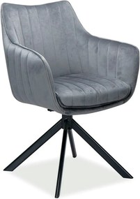 Scaun living rotativ AZALIA, gri inchis/negru, stofa catifelata/metal,