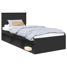 vidaXL Cadru de pat cu headboard Negru 100 x 200 cm Lemn compozit
