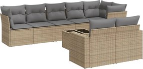 vidaXL Set canapele de grădină, 9 piese, cu perne, bej, poliratan