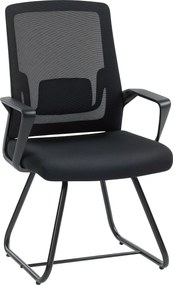 HOMCOM Scaun de Birou Fără Roți Ergonomic cu Brațe pentru Sala de Așteptare, Negru | Aosom Romania