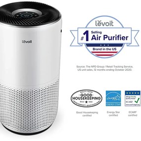 Purificator de aer Levoit Core 400S, 83 m2, 24W, True HEPA, 4 viteze, Timer, Wi-Fi, Mod de noapte, Indicator schimbare filtru, Comenzi vocale, Alb