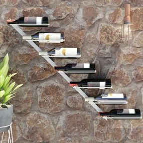 vidaXL Suport sticle de vin, de perete, 7 sticle, alb, metal
