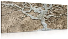 Tablou copacul abstract pe lemn în design bej