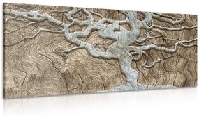 Tablou copacul abstract pe lemn în design bej